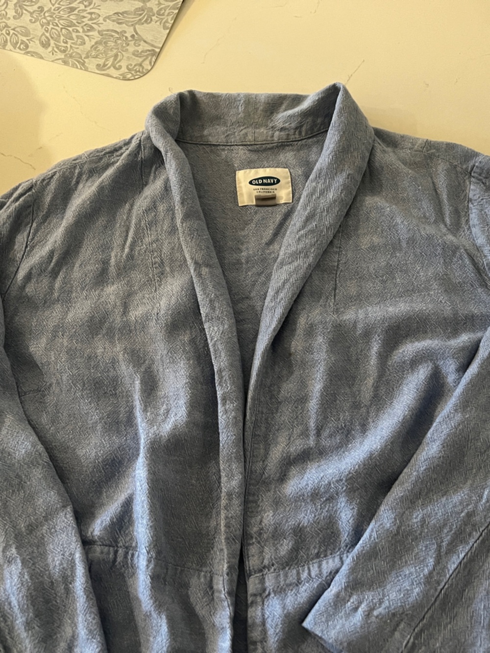 Old navy Linen blend open front jacket blue cropped lightweight